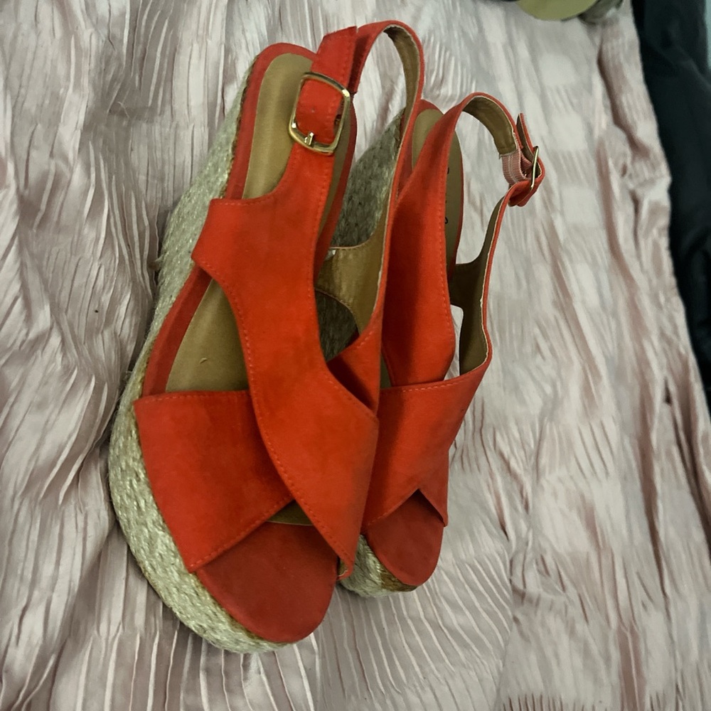 Women s Red Espadrille Wedge Sandals
